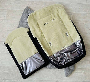 Зимовий конверт-чохол на овчині в коляску 98*46 см чохол у люльку конверт на санки спальник у коляску, фото 2