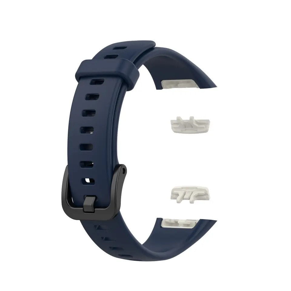 Силіконовий кольоровий ремінець на фітнес трекер Honor Band 6 і Band 7. Темно-синій (navy blue) з фіксаторами