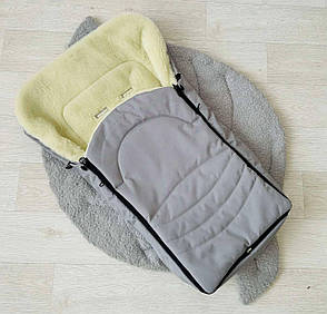 Зимовий конверт-чохол на овчині в коляску 98*48 см чохол у люльку конверт на санки спальник у коляску, фото 1