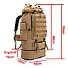 Похідний рюкзак на 80-100 л, 95(80)х37х23 см, xs-f22, Світлий койот / Рюкзак для кемпінгу, фото 7