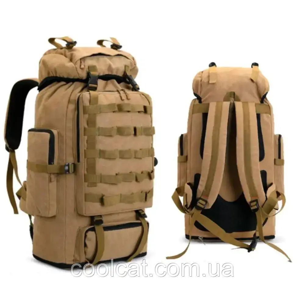 Похідний рюкзак на 80-100 л, 95(80)х37х23 см, xs-f22, Світлий койот / Рюкзак для кемпінгу