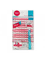 Бигуди-коклюшки для завивки волос Professional 7x91 мм с резинкой розово-белые набор 12 шт