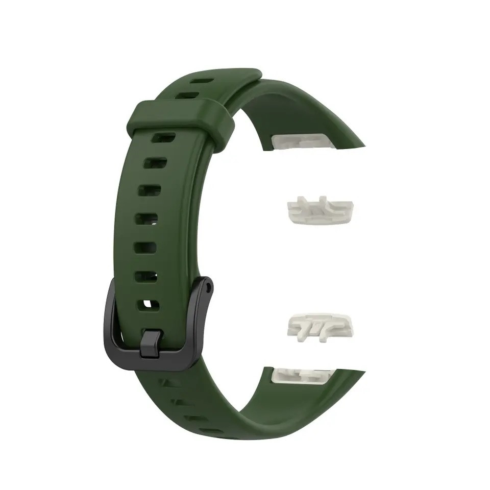 Силіконовий ремінець на фітнес-трекер Honor Band 6 і Band 7. Армійський Зелений (army green) з фіксаторами