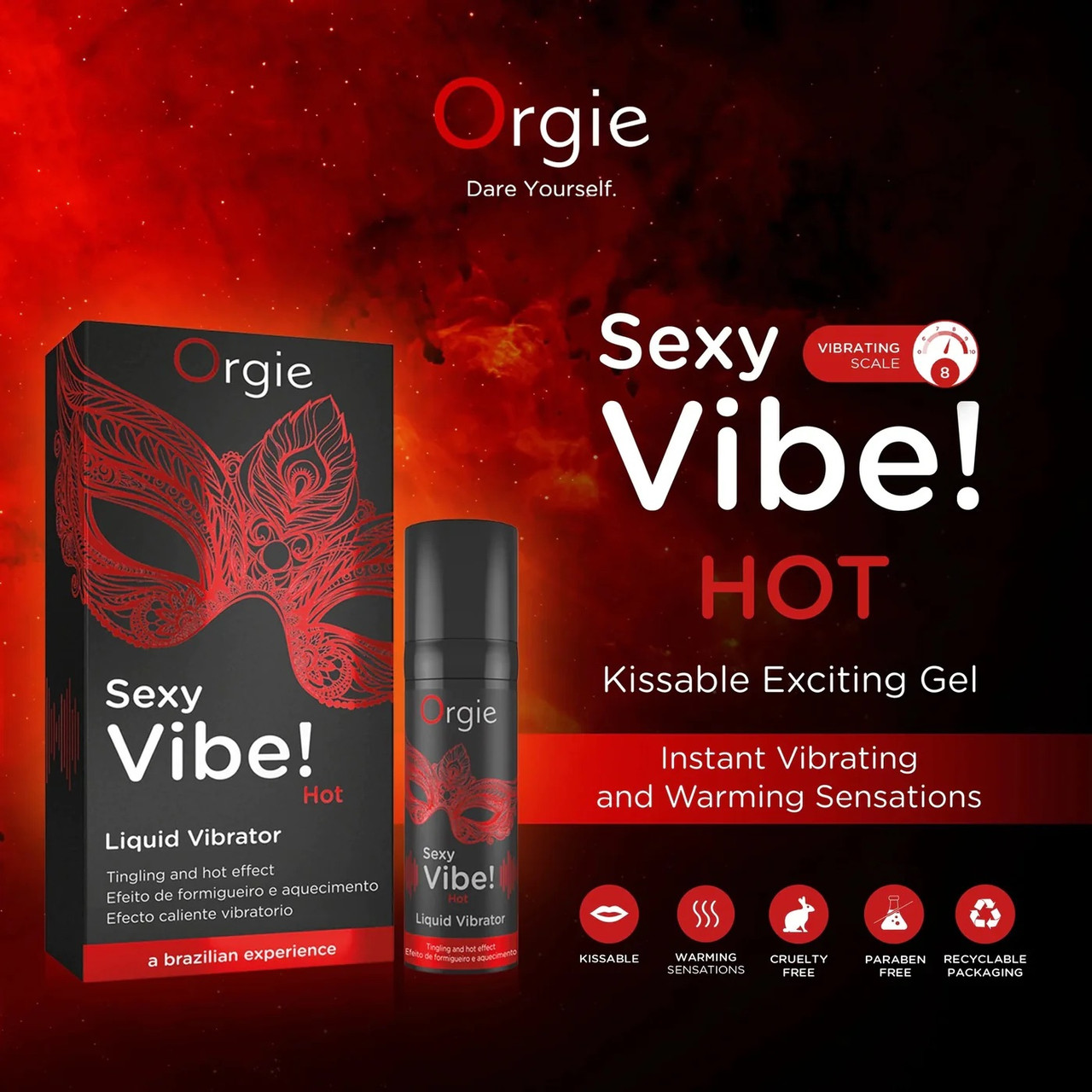 Рідкий вібратор Orgie Sexy Vibe Hot Liquid Vibrator сильний (8/10) 15 мл збудливий гель зігрівальний