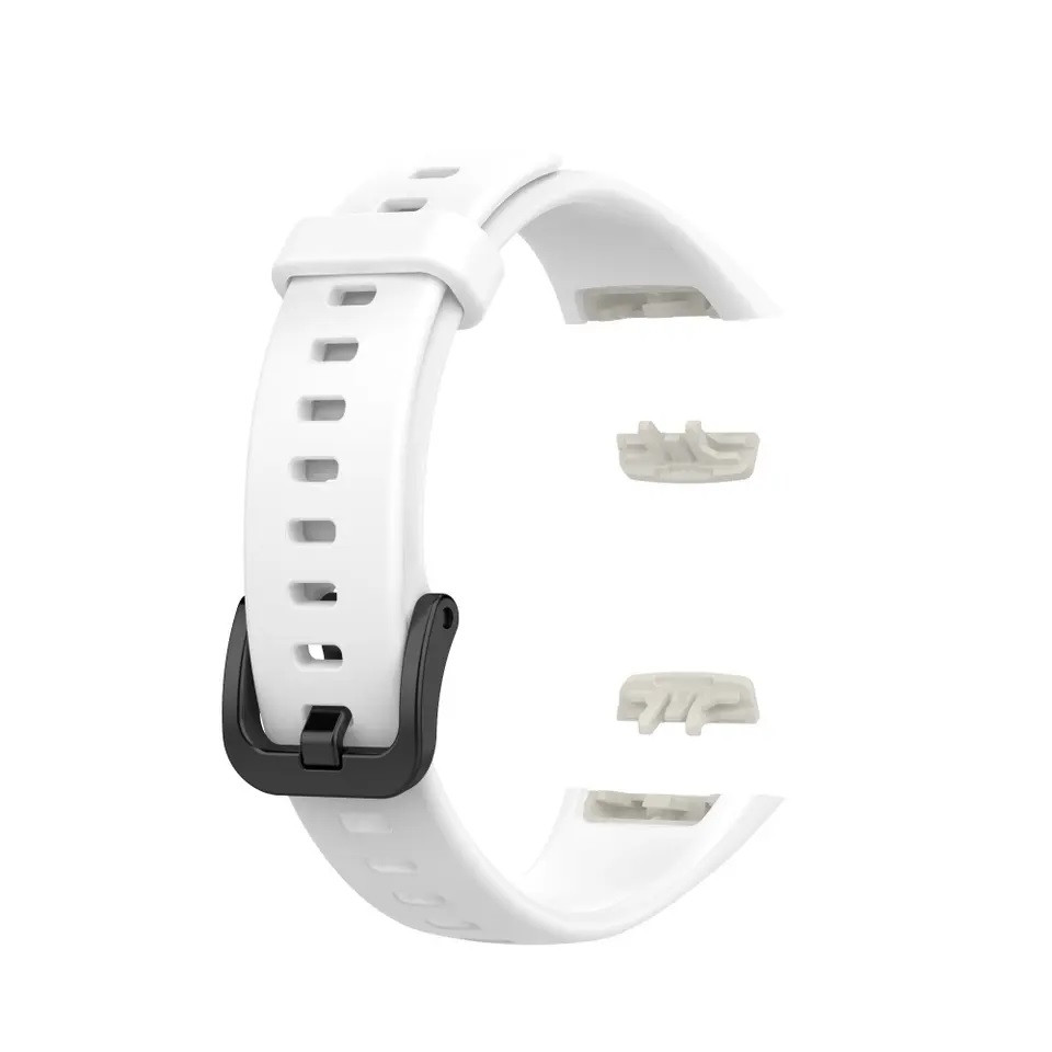 Силіконовий кольоровий ремінець на фітнес-трекер Honor Band 6 і Band 7. Білий (white) з фіксаторами