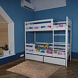 Двоярусне ліжко дитяче Babyson-6 біле 80x190 см дерев'яне, фото 2