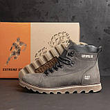 Черевики зимові шкіряні чоловічі Caterpillar сірі, теплі високі Черевики на хутрі на товстій підошві *408 сір*, фото 3