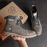 Черевики зимові шкіряні чоловічі Caterpillar сірі, теплі високі Черевики на хутрі на товстій підошві *408 сір*, фото 2