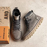 Черевики зимові шкіряні чоловічі Caterpillar сірі, теплі високі Черевики на хутрі на товстій підошві *408 сір*, фото 5