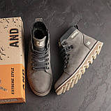 Черевики зимові шкіряні чоловічі Caterpillar сірі, теплі високі Черевики на хутрі на товстій підошві *408 сір*, фото 6