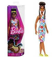 Кукла Barbie "Модница" в платье с узором в ромб.