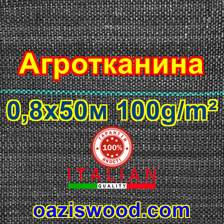 Агротканина 0,8х50м 100g/m²  PROFI Чорна, плетена, щільна. мульчування грунту - пакет, фото 1