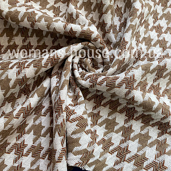 Пальтова тканина на підкладці бежевий з білим Гусяча лапка