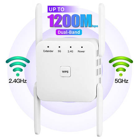 Репітер Wi-Fi 1200 Мбіт/с 5ГГц, 2,4. Підсилювач сигналу WIFI. Підсилювач Інтернету. Ретранслятор Wi-Fi сигналу, фото 1