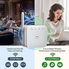 Репітер Wi-Fi 1200 Мбіт/с 5ГГц, 2,4. Підсилювач сигналу WIFI. Підсилювач Інтернету. Ретранслятор Wi-Fi сигналу, фото 4