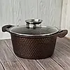 Набір каструль і сковорода з гранітним антипригарним покриттям Higher Kitchen HK-315 7 предметів Кава, фото 2