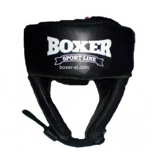 Шолом боксерський (для боксу) BOXER, зверху шнурівка, вініл, різн. кольору, L чорний