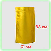 Дой пак пакет золотой металлизированный с зип замком 210*380мм, крафт пакет для чая сухофруктов Korob(1)