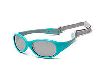 Детские солнцезащитные очки с ремешком Koolsun Flex KS-FLAG003 от 3-х до 6 лет Серый/Бирюза