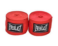 Бинты боксерские Everlast, 5 м, хлопок, не эластичные, разн. цвета красный