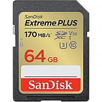 Карта пам'яті Sandisk 64GB SDXC Extreme PLUS Memory Card + 2 years Rescue (SDSDXW2-064G-GNCIN)