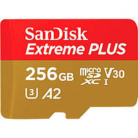 Карта пам'яті Sandisk 256GB microSDXC Extreme PLUS + SD Adapter + 2 years Rescue (SDSQXBD-256G-GN6MA)