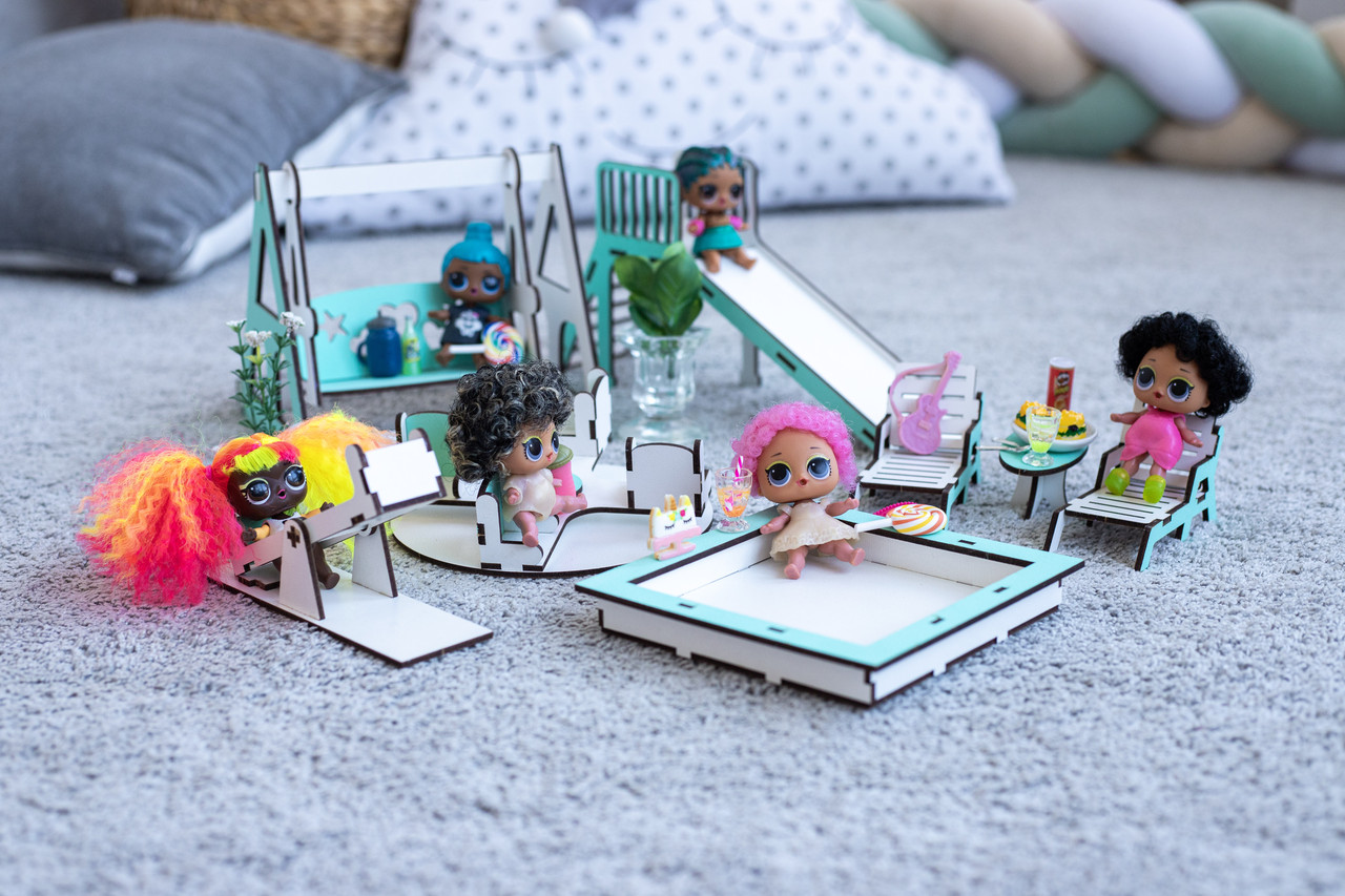 «Детская площадка» набор кукольной мебели ForestWood для LOL, мятный - фото 1 - id-p1950522116