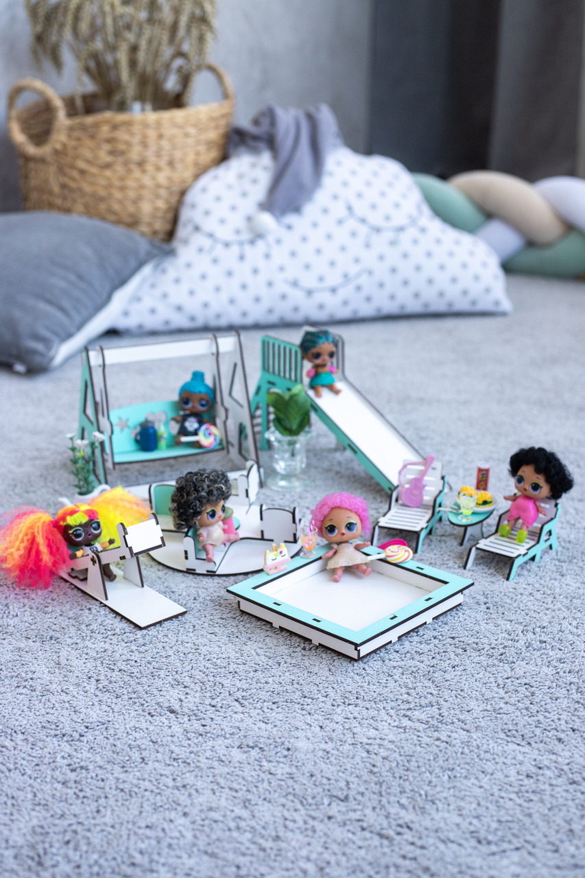 «Детская площадка» набор кукольной мебели ForestWood для LOL, мятный - фото 2 - id-p1950522116
