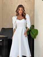 Шикарное белое платье миди для росписи. Нарядное платье 44
