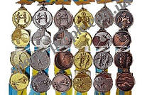Медаль спортивная, для плавания: 1, 2, 3 место, Ø 5 см, с украинской ленточкой