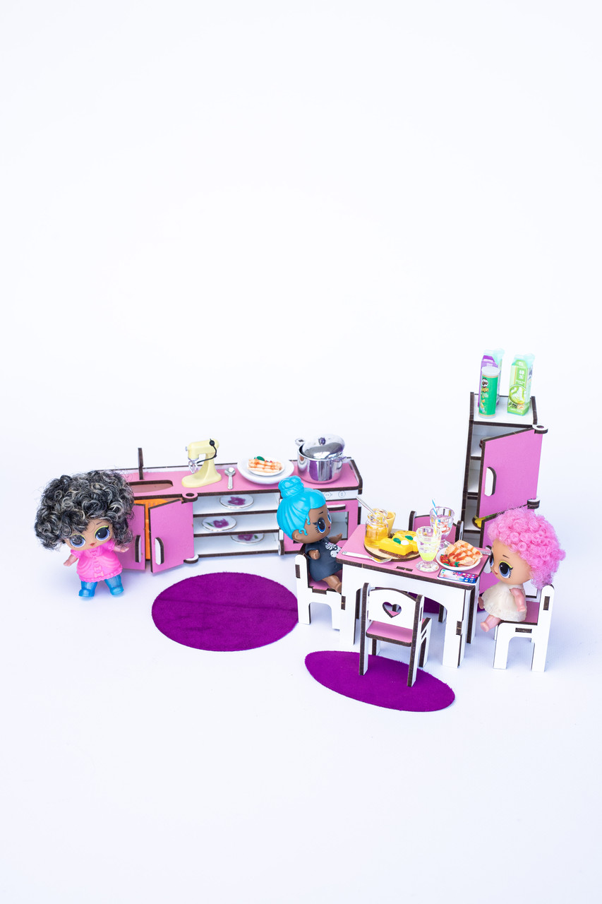 «Кухня» набор кукольной мебели ForestWood для LOL, розовый - фото 3 - id-p1950442023