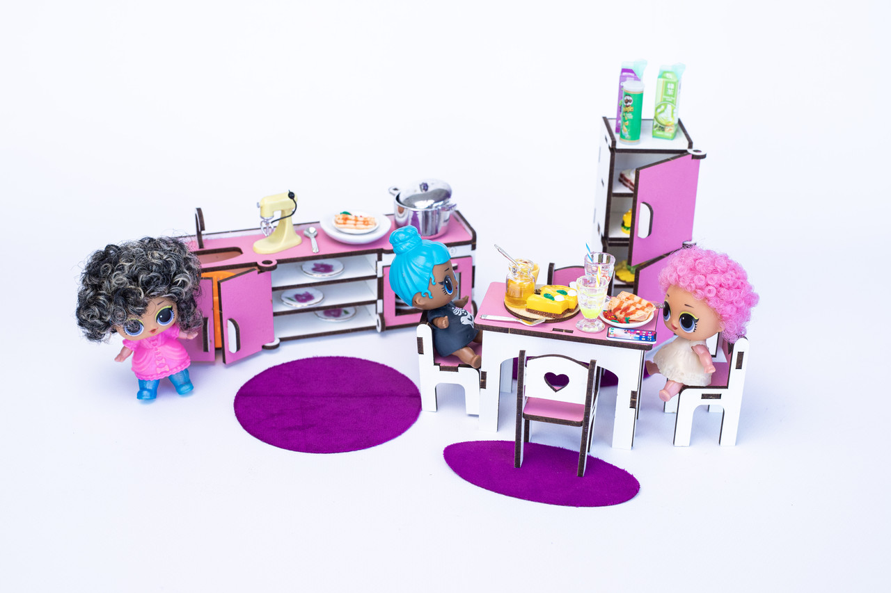 «Кухня» набор кукольной мебели ForestWood для LOL, розовый - фото 2 - id-p1950442023