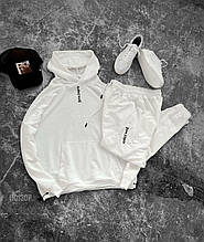 Чоловічий спортивний костюм із написом (білий) якісний комплект штани худі з капюшоном soc130p