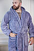 Халат чоловічий махровий з капюшоном теплий (S-5XL) 1024 Сірий, фото 2