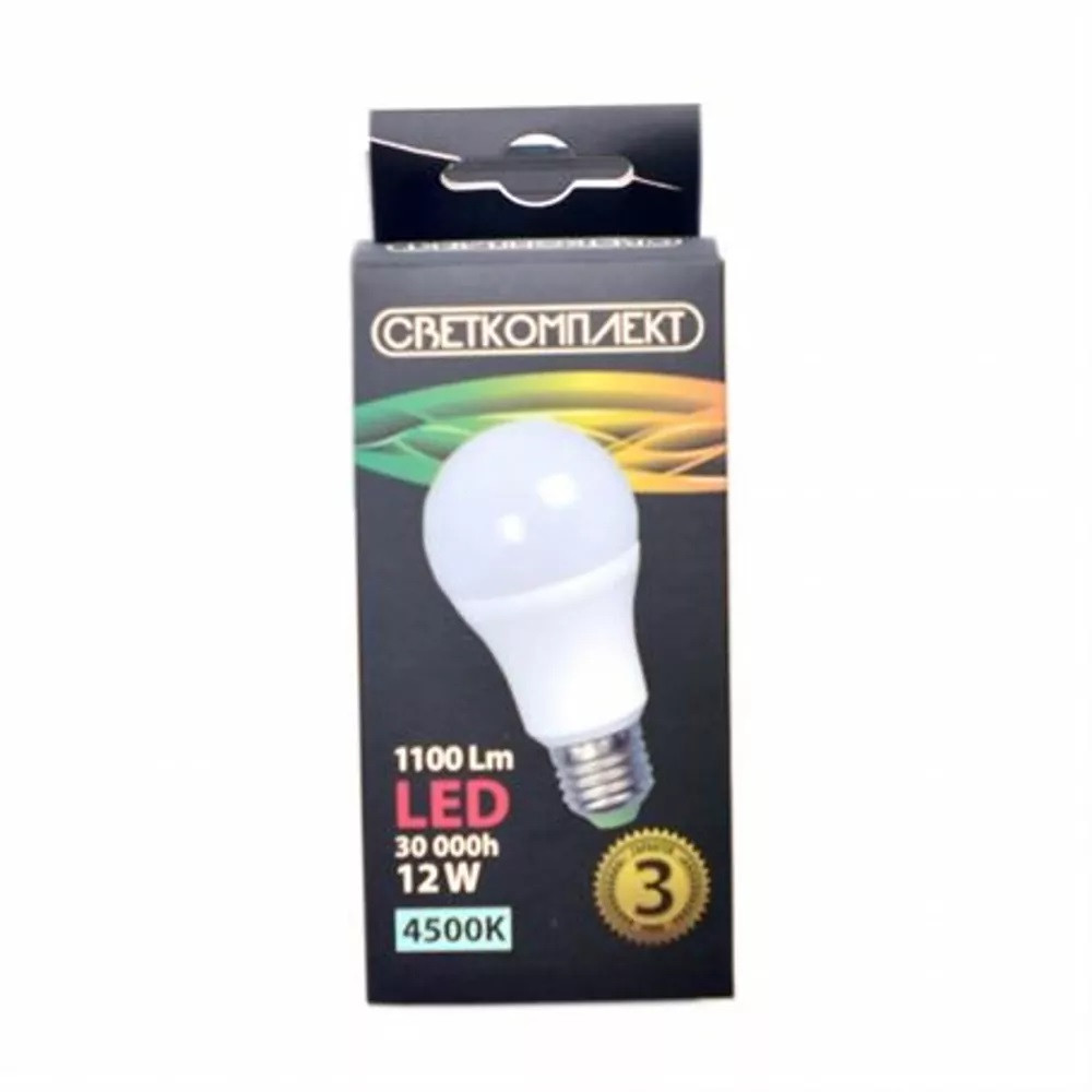 Світлодіодна лампа Світлокомплект LED A60 E27 A 12 W 4500 K