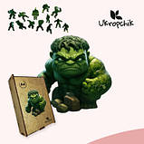 Пазл Ukropchik дерев'яний супергерой Халк А3 у коробці з набором-рамкою (Hulk Superhero A3) (код 1485794), фото 5