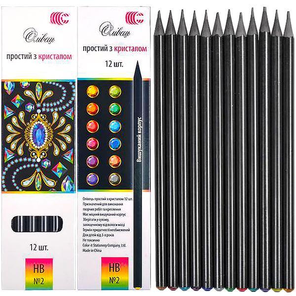 Олівець графітний Color-it Brilliant HB з кристалом (CR-155-12), фото 1