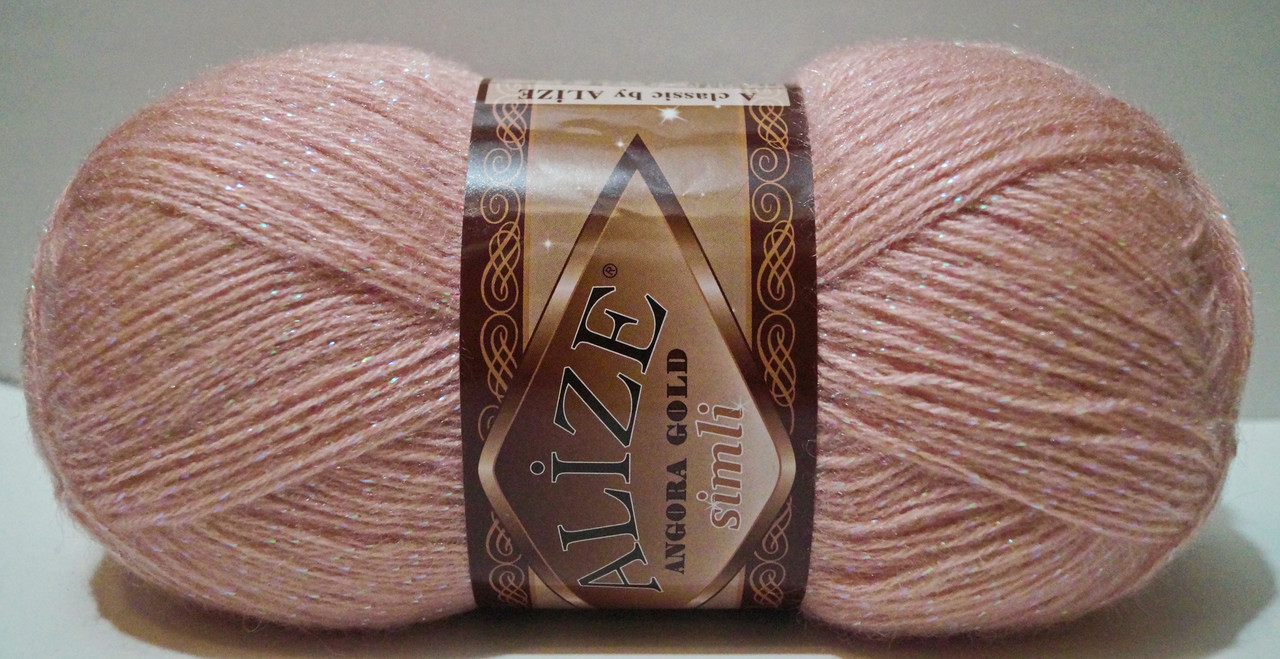 Нитки пряжа для вязания полушерсть ANGORA GOLD SIMLI Ангора Голд Симли № 161 - пудра