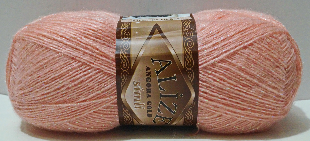 Нитки пряжа для в'язання напіввовна ANGORA GOLD SIMLI Ангора Голд Сімли № 363 - світлий рожевий