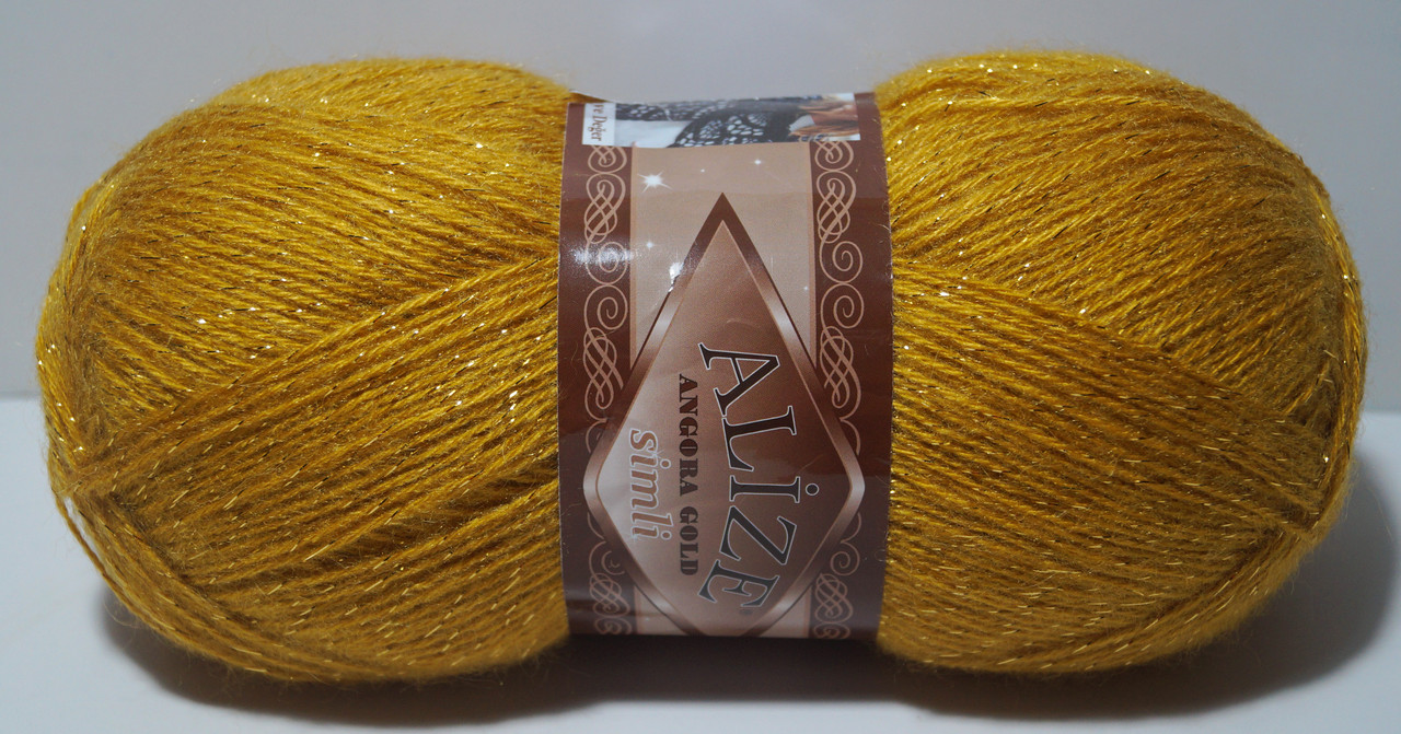 Нитки пряжа для в'язання напіввовна ANGORA GOLD SIMLI Ангора Голд Сімли № 02 - шафран