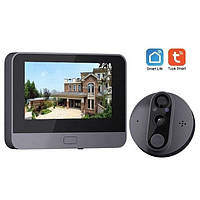 Дверне цифрове відеовічко 4.3 дюйма 5000 мАг із записом Smart Tuya R9 Сірий