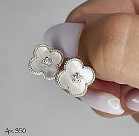 Сережки конюшина Срібло 925 проби з перламутром