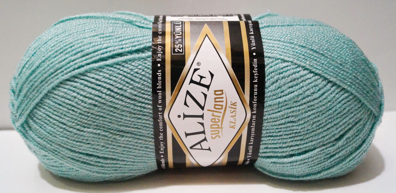 Нитки пряжа для в'язання напіввовна SUPER LANA KLASIK Супер Лана Класик № 463 - м'ята, фото 1