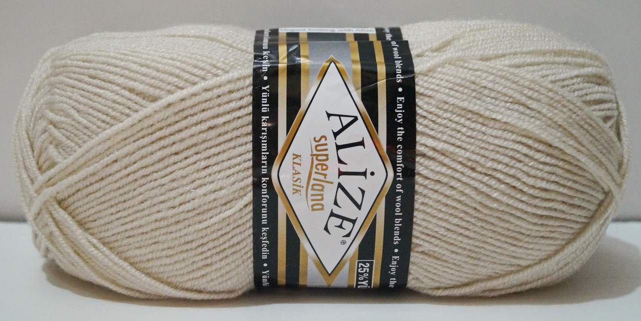 Нитки пряжа для в'язання напіввовна SUPER LANA KLASIK Супер Лана Класик № 599 - слонова кістка, фото 1