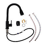 Кухонний змішувач PLATINUM LN08 чорний з лійкою 2 режими, фото 2