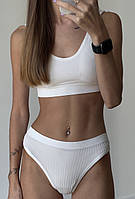 Безшовний комплект жіночої білизни спортивна білизна труси та топ білого кольору розмір см білизна в рубчик