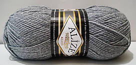 Нитки пряжа для в'язання напіввовна SUPER LANA KLASIK Супер Лана Класик № 21 - сірий меланж