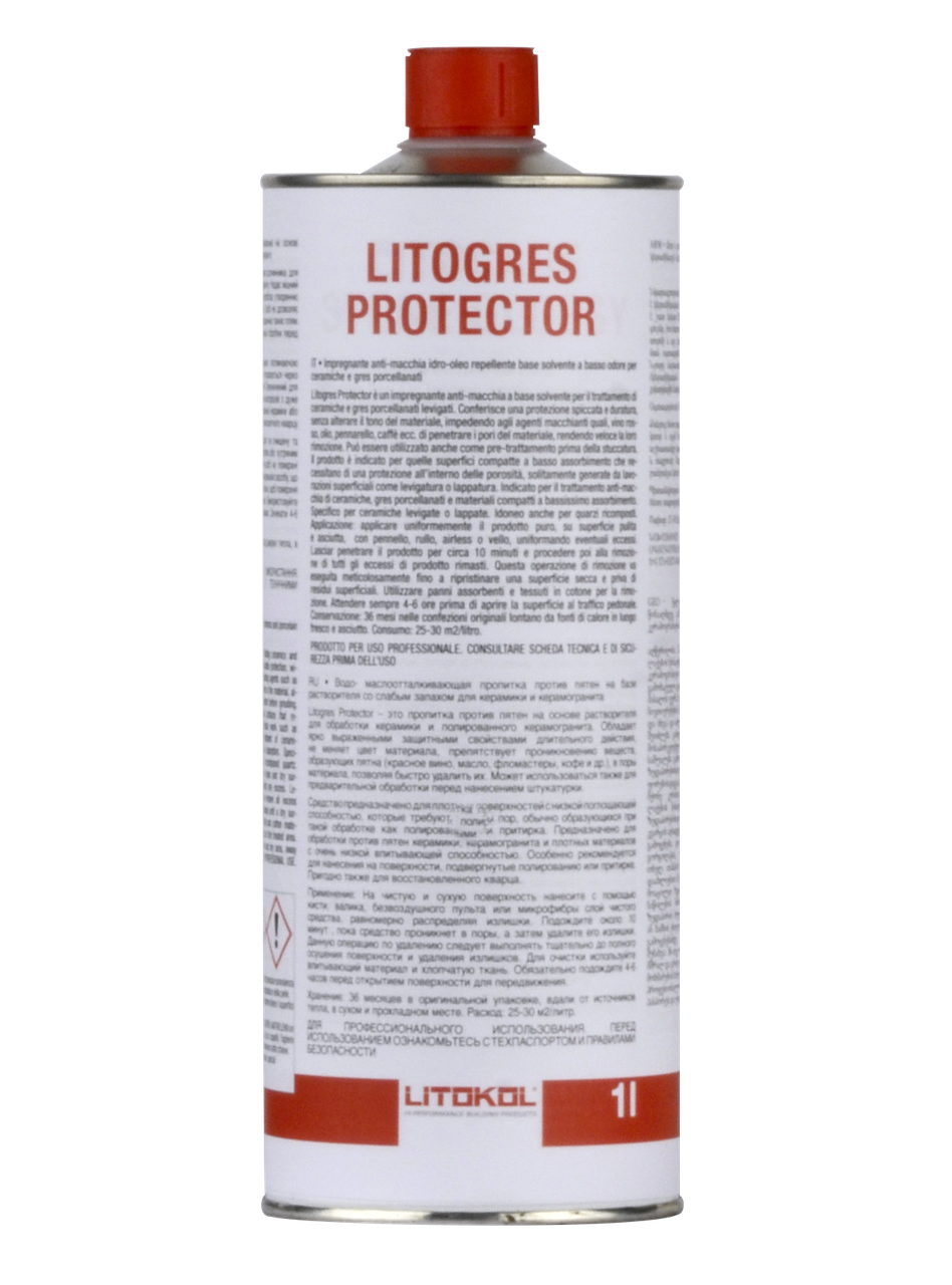 Просочення Litokol Litogres Protector 1 л, захист керамограніту, кераміки від плям