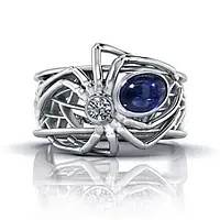 Уникальное модное женское кольцо паук с синим кубиком циркония обручальное кольцо в виде Паучихи, размер 17