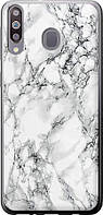 Чехол с принтом для Samsung Galaxy A40s / на самсунг галакси А40с с рисунком Мрамор белый
